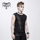 Coarse Grain Woolen Tied With Rope Cotton Punk Men Vest