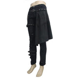 Adjusted Loops Punk Rock Broken Holes Black Men Ripped Trouser With Skirt