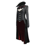 Black And Red Floral High Collar Embroidered Women Dress Coat