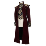 Western Fashion Noble Party Golden Embroidery Wine Fleece Men Long Coat