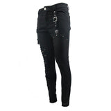 Punk Rock Asymmetric Broken Hole Men Straight Leg Pants