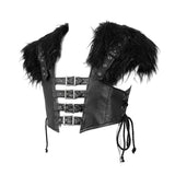 Hallowmas Darkness Punk Men Fur Shawl Short Leather Vests With Loops