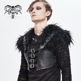 Hallowmas Darkness Punk Men Fur Shawl Short Leather Vests With Loops