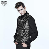 Gothic High Quality Western Fashion Black And Silver Palace Floral Men Short Waistcoats