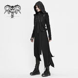 Women Winter Fur Slim Punk Fleece Hooded Long Coat With Loops