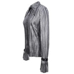 Sht05502 Cyberpunk Bright Black Pleated Blouse