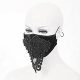 Gothic Black Beaded Velvet Sexy Women Lace Mask