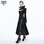 Black And Red Floral High Collar Embroidered Women Dress Coat