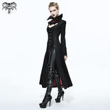 Black And Red Floral High Collar Embroidered Women Dress Coat