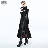 Black And Red Floral High Collar Embroidered Women Dress Coat