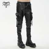 Pantalon cargo en cuir clouté punk 'Draven Dream'