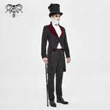 Ct173 Gothic Black And Red Bloody Embroidered Men Coat