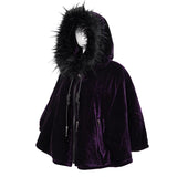 'Sweet Oblivion' Gothic Cape With Fur Lined Hood (Purple)