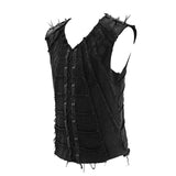 Summer Punk Rock Patchwork Unedged Distressed Men Vest