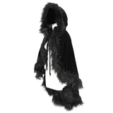 Gothic Velvet Long Fur Hooded Cloak