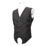 Dark Fringe Chinese Frog Buttons Contrast Color Gothic Men Short Waistcoats