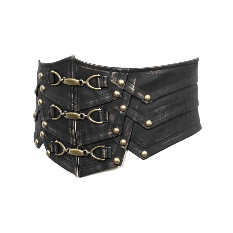 Metallic Bronze Steampunk Rock Men Leather Belts